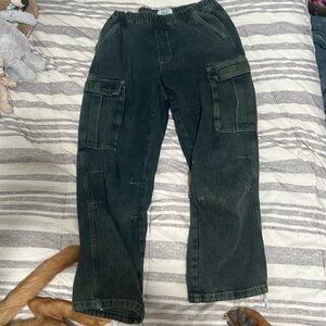 Green Urban Baggy Cargo Jeans